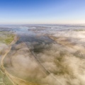 Le cap Hornu dans la brume matinale (vue aérienne)